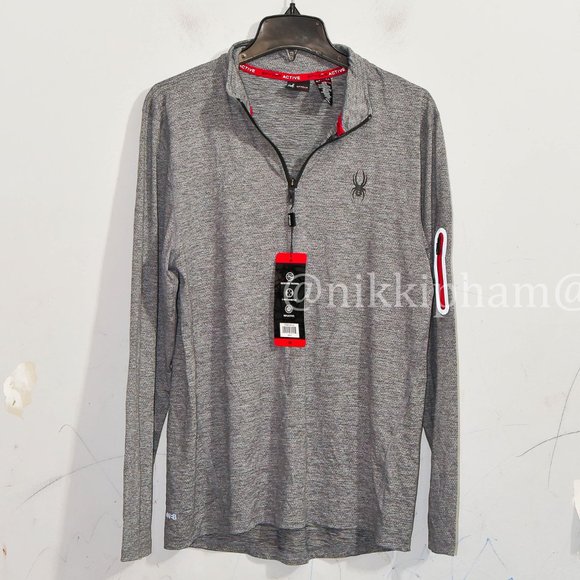 Spyder Active Men’s Light Weight ¼ Zip Gray - Picture 4 of 9